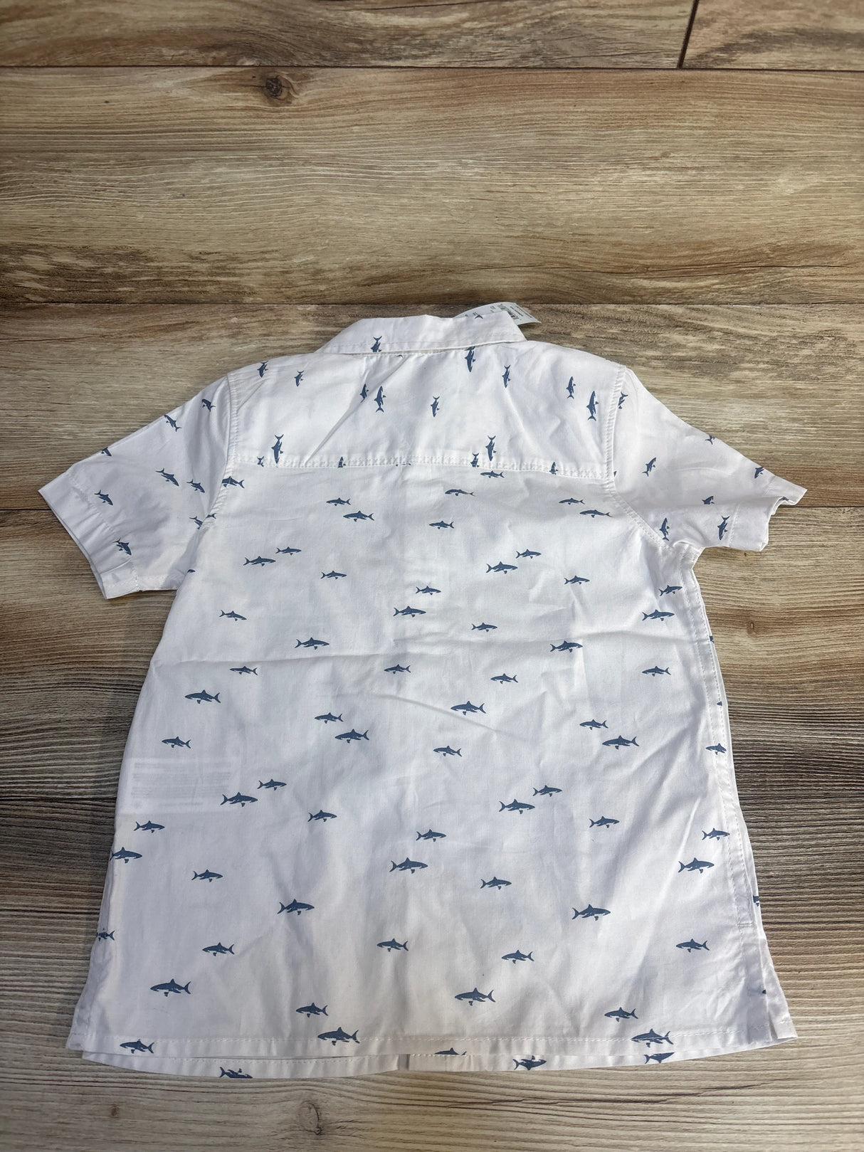 NEW OshKosh Shark Print Button Up Shirt White sz 4T