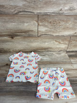 Baby Gap 2pc Rainbow Shirt & Shorts Set Cream sz 18-24m