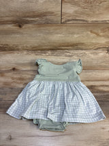 Moo Cow Designs Embroidered Pumpkin Bodysuit Dress Mint Green sz 6-12m