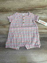 NEW Cat & Jack Plaid Shortie Romper Pink sz 3-6m