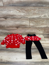 2pc Love Sweatshirt & Skirted Leggings Red sz 2-3T