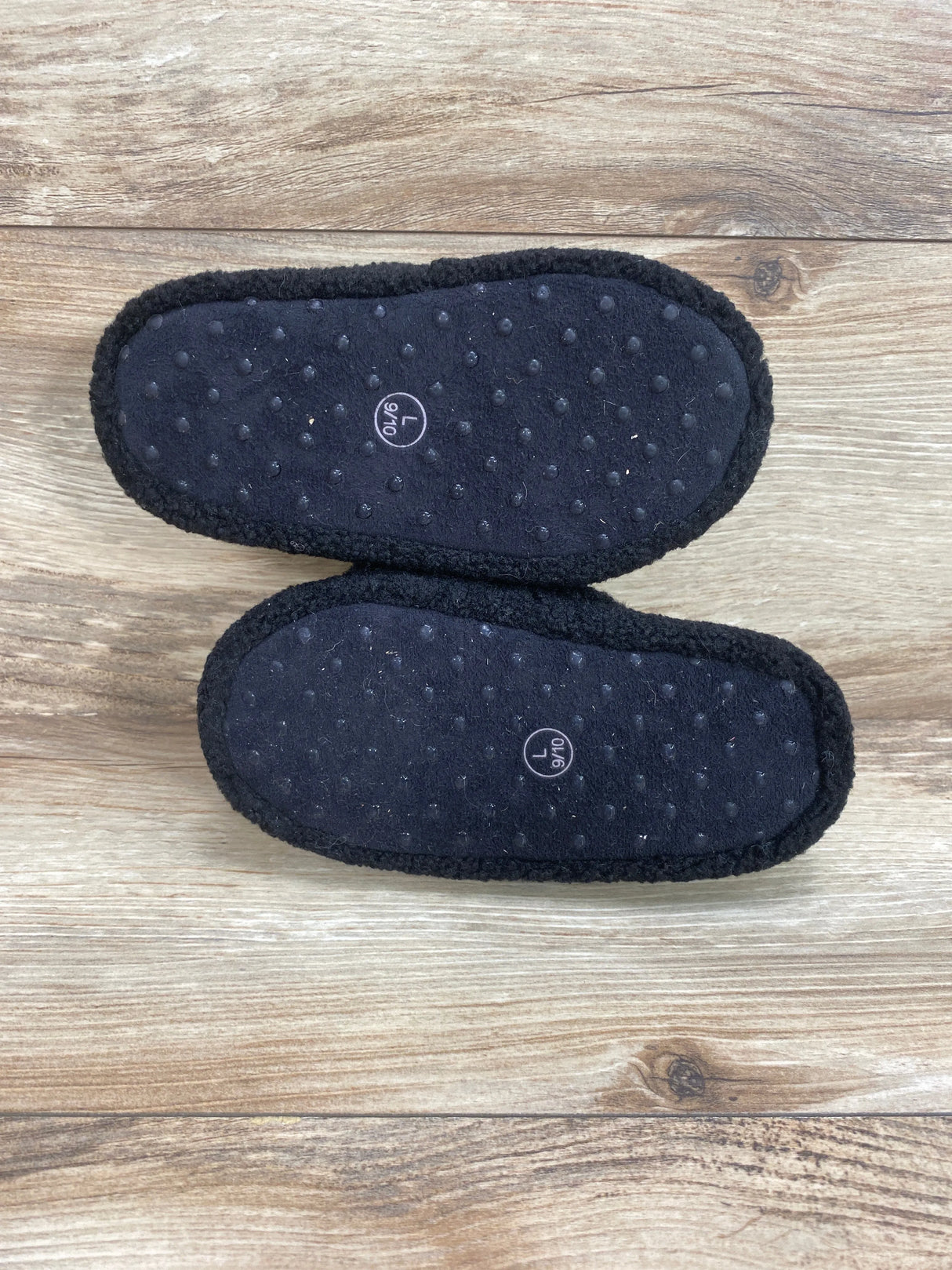 Cat & Jack Avi Single Strap Fur Slippers Black sz 9c/10c