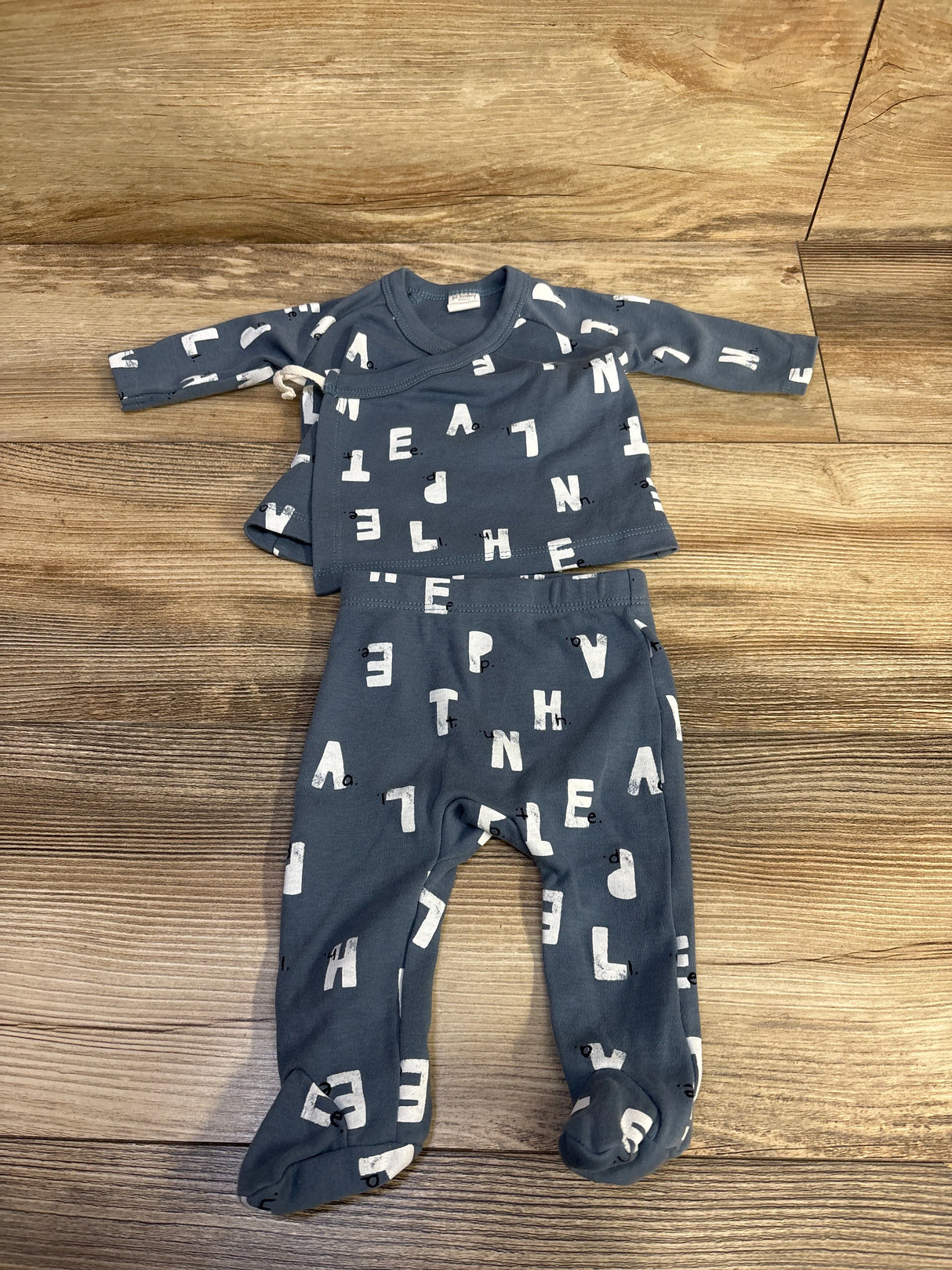 PL Baby 2pc Kimono Pajama Set Blue sz Newborn