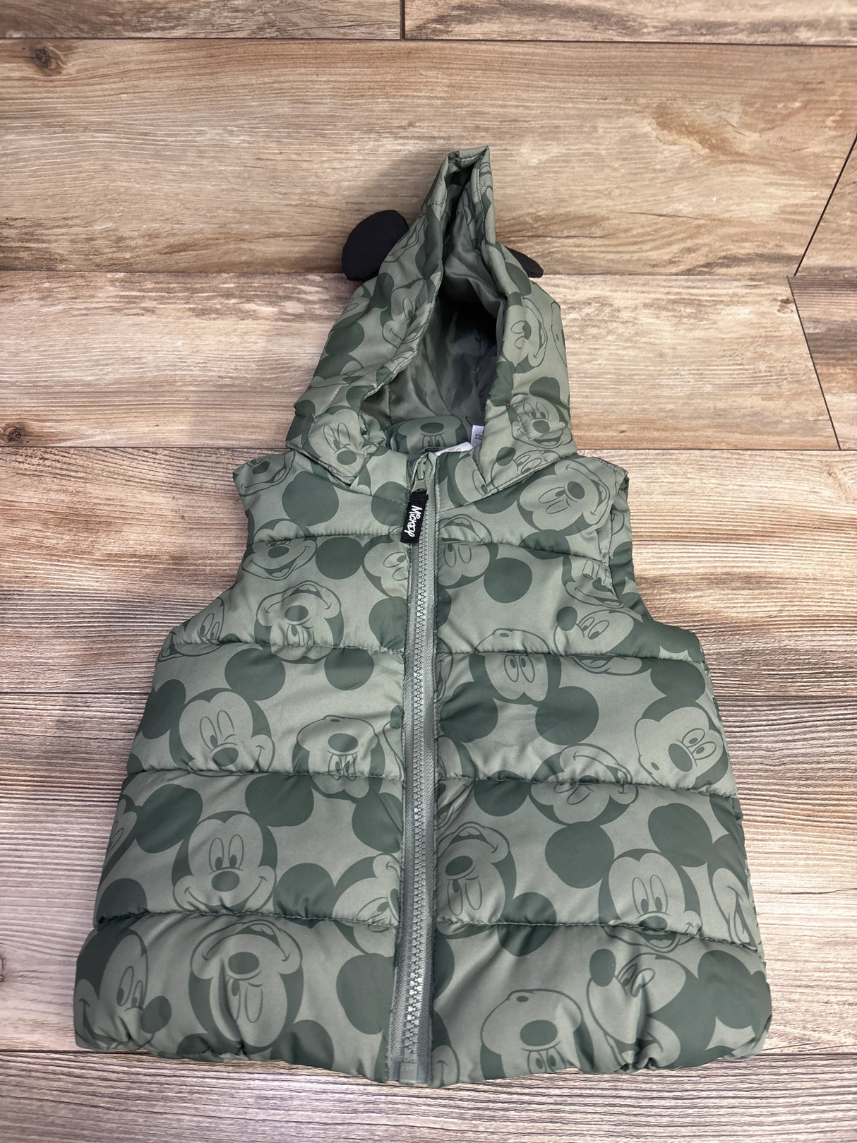H&M x Disney Mickey Mouse Puffer Vest Green sz 18m