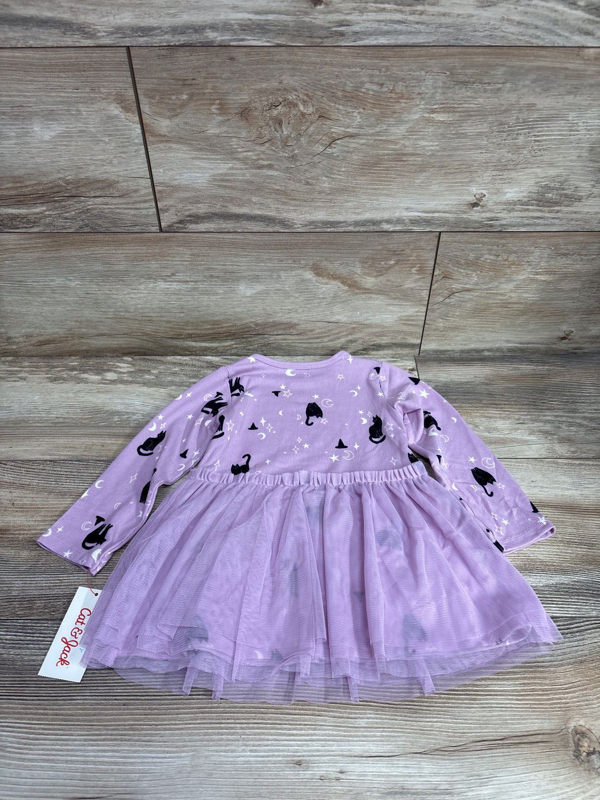 NEW Cat & Jack Halloween Cat Witch Long Sleeve Tulle Dress Purple sz 18m