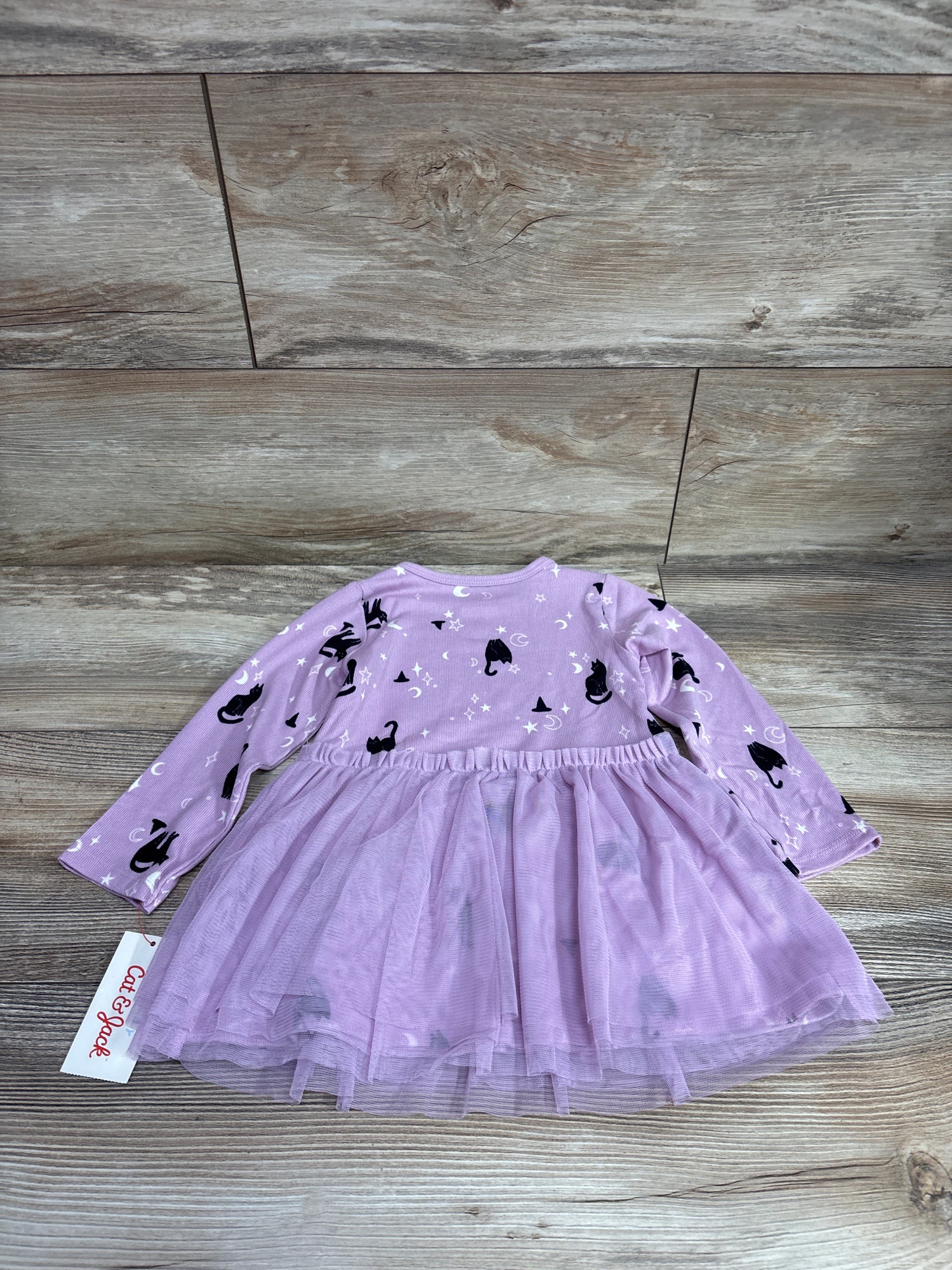 NEW Cat & Jack Halloween Cat Witch Long Sleeve Tulle Dress Purple sz 18m