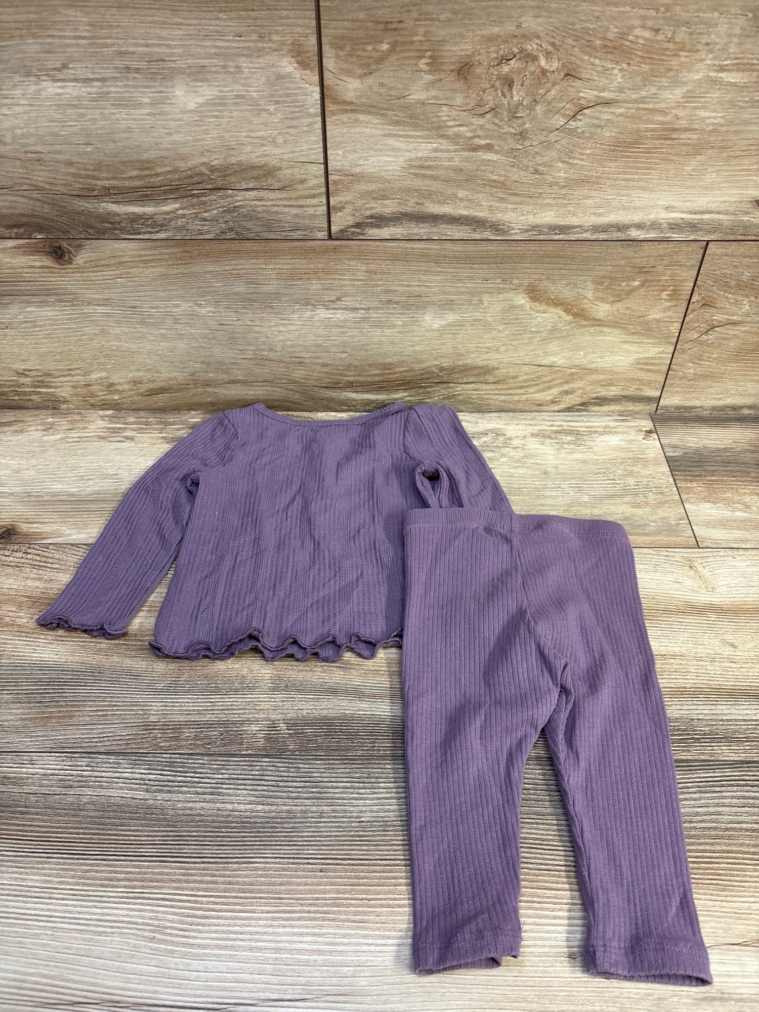 Cat & Jack 2pc Knit Henley Shirt & Pants Set Purple sz 12m