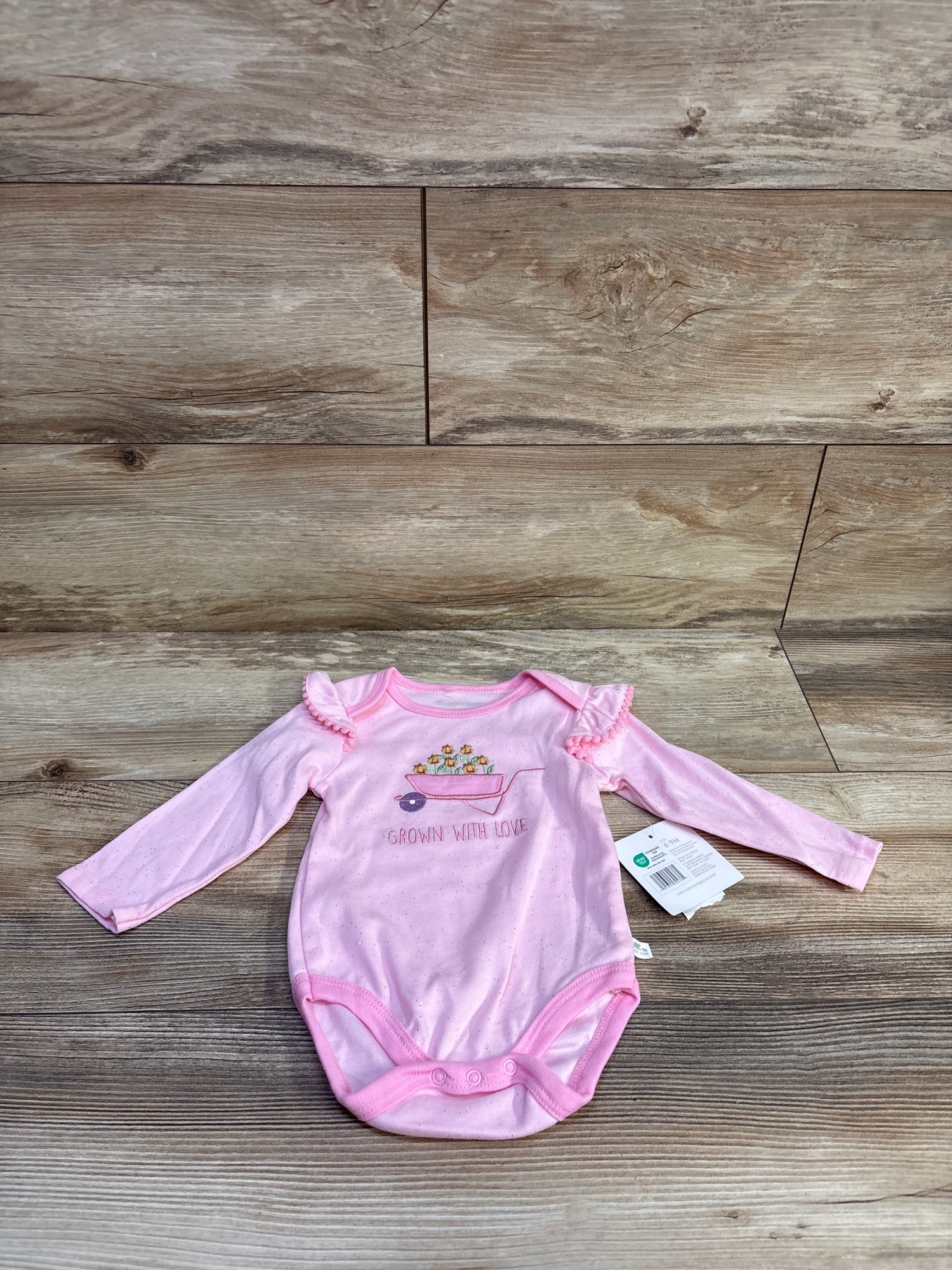 NEW Rugged Bear Grown With Love Long Sleeve Bodysuit Pink sz 6-9m