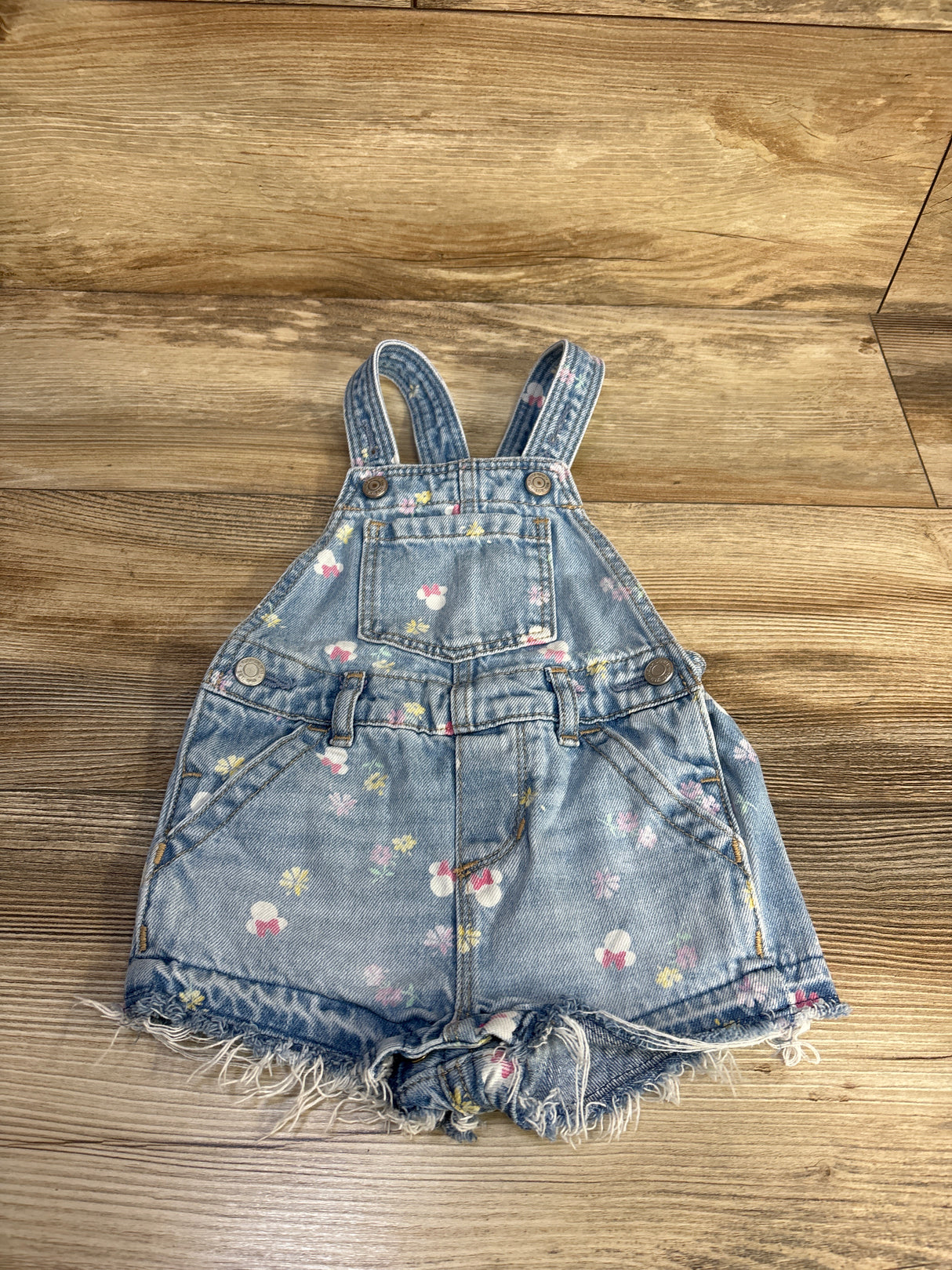 Baby Gap x Disney Minnie Mouse Denim Shortalls Blue sz 12-18m
