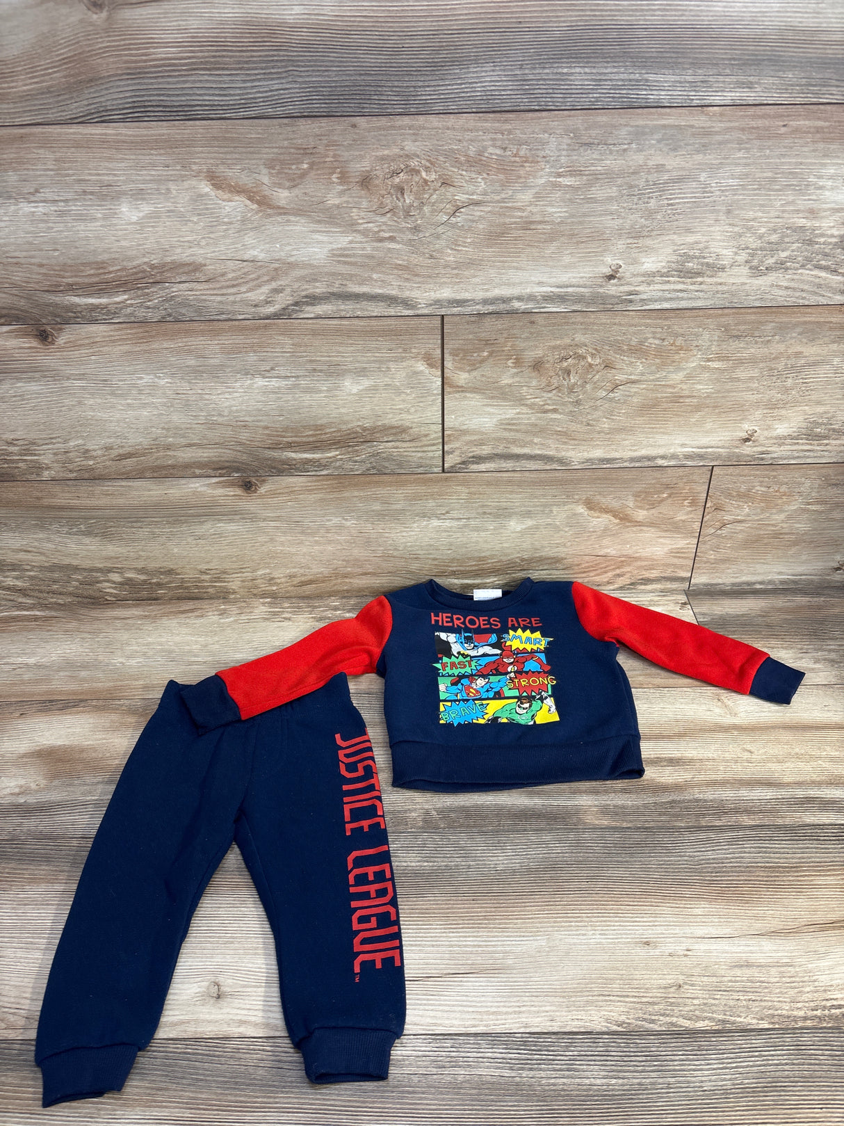 Justice League Hero Pull Over Sweater & Jogger Set Red sz 24m