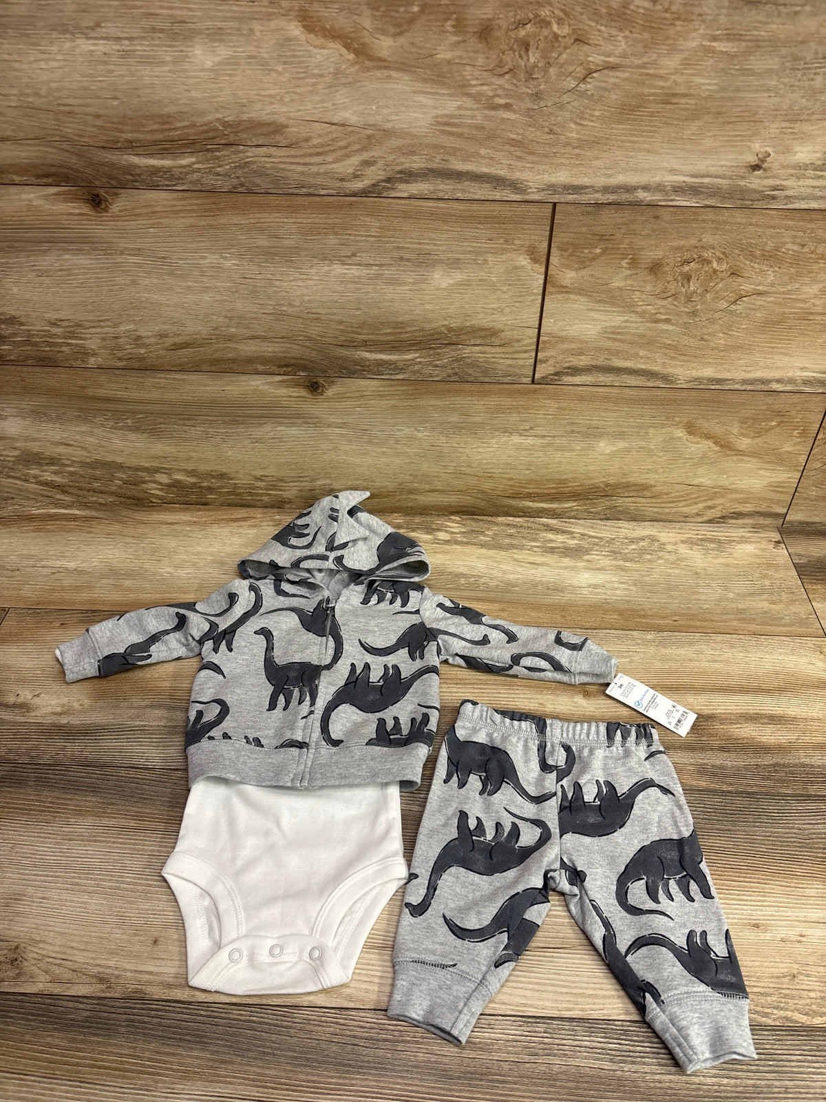 NEW Just One You 3pc Full Zip Dinosaur Jacket Set Grey sz 3m
