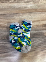 NWOT West Loop Kids Fuzzy Socks with Gripper Dots Blue sz 4-8.5c
