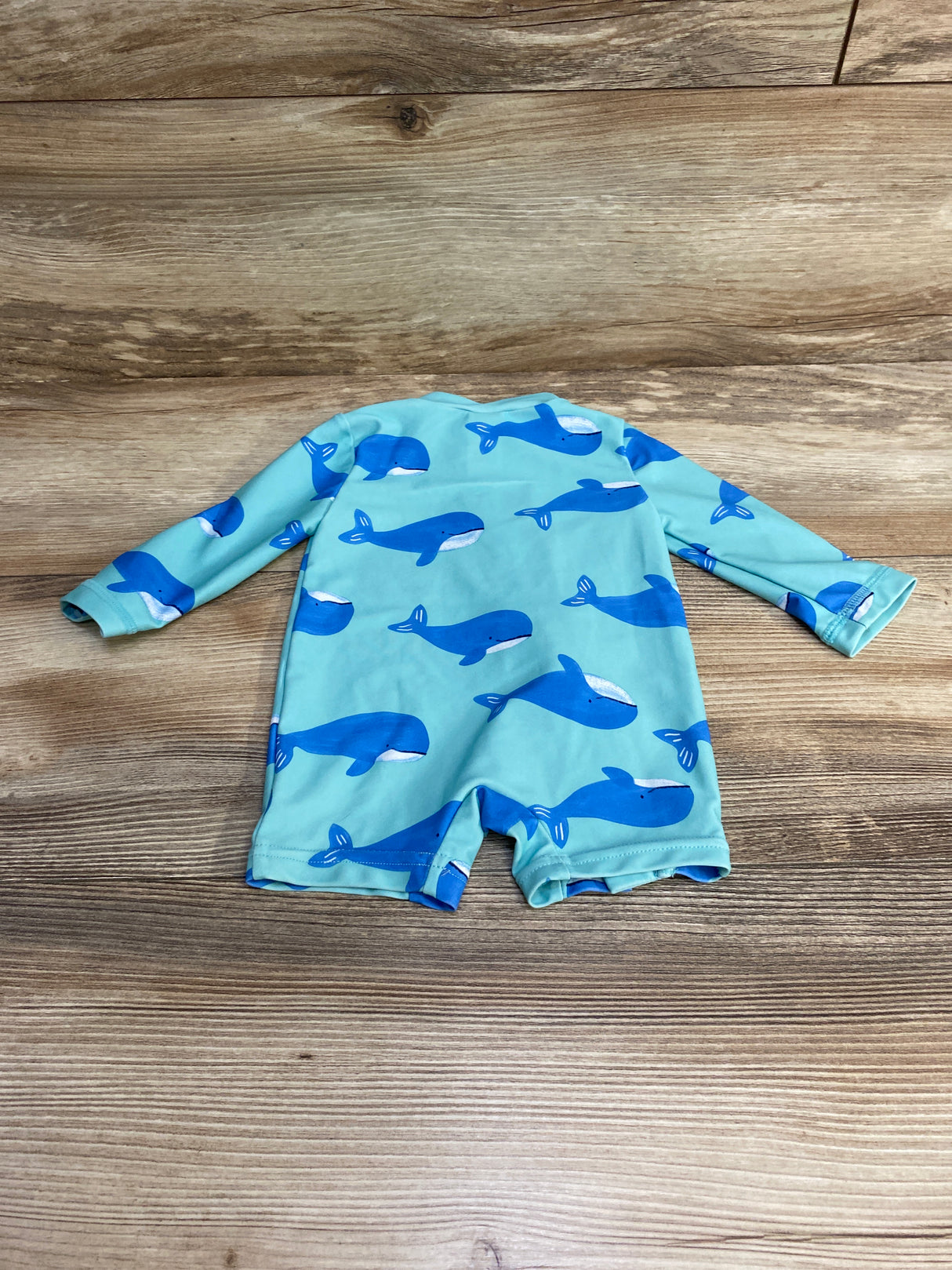 Just One You Whale Print Rashguard Swimsuit Blue sz 3m