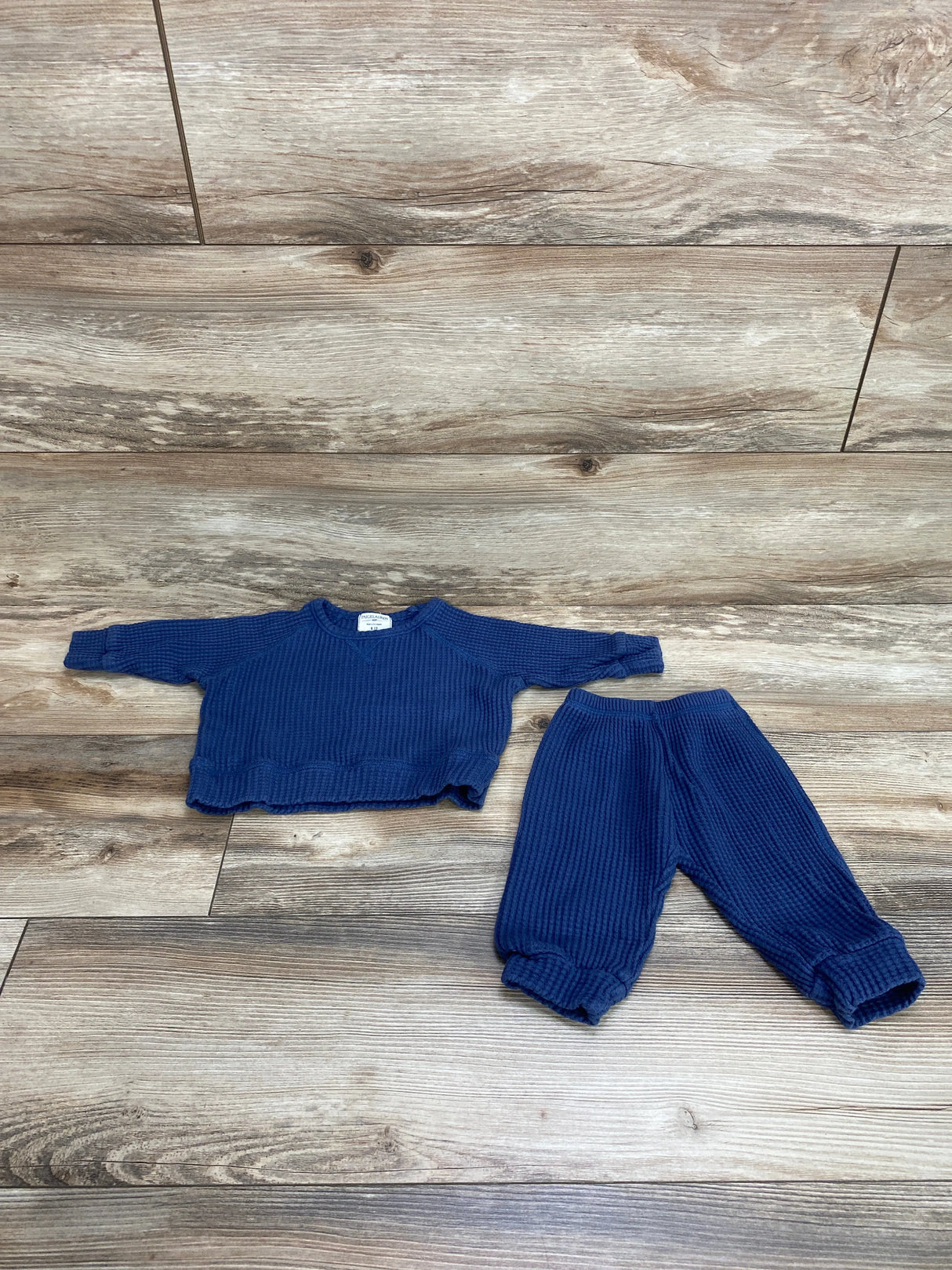 Paigelauren Navy Thermal Top & Bottom Set SZ 9-12m