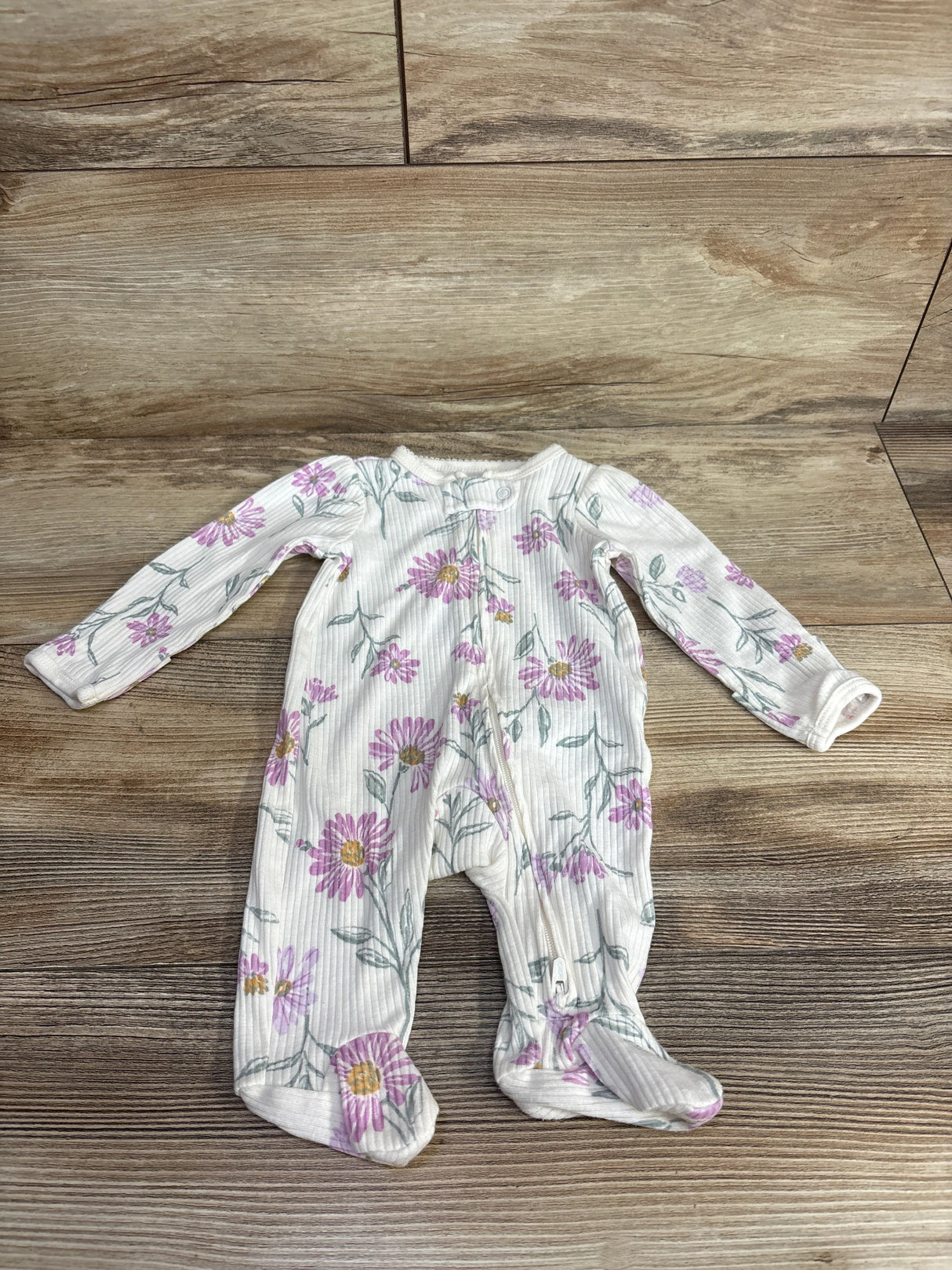Carter's Floral Ribbed Sleeper Ivory sz Newborn