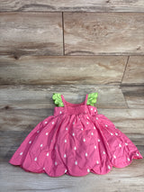 Flapdoodles Embroidered Strawberry Bodysuit Dress Pink sz 6/9m