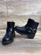 Sugar Faux Leather Heart Buckle Boots, Black sz 8c