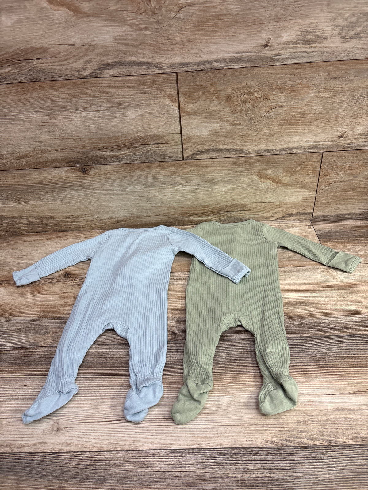 Cloud Island 2pk Ribbed Sleepers Green/Blue sz 0-3m
