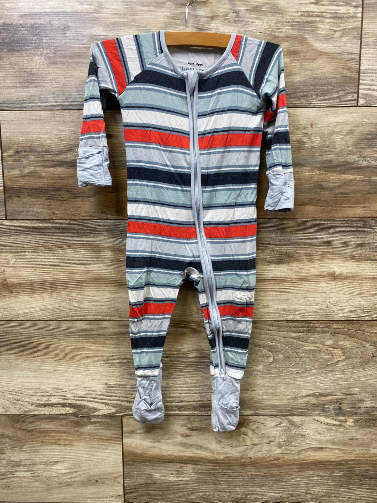 Little Sleepies Convertible Striped Sleeper Blue sz 6-12m