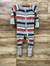 Little Sleepies Convertible Striped Sleeper Blue sz 6-12m