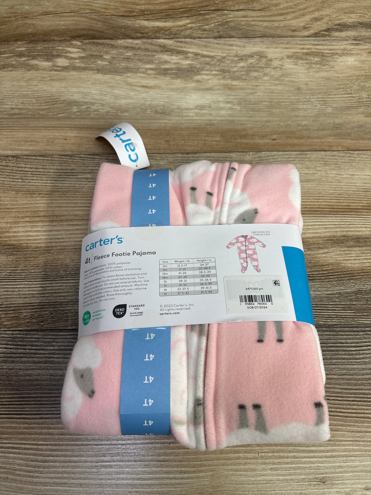 NEW Carter's Sheep Print Blanket Sleeper Pink sz 4T