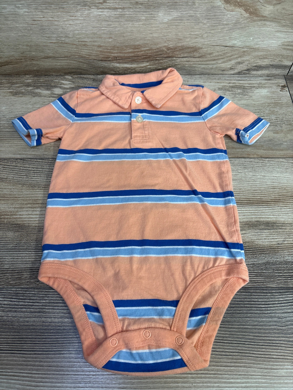OshKosh Striped Polo Bodysuit Coral sz 24m