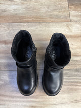 Sugar Faux Leather Heart Buckle Boots, Black sz 8c