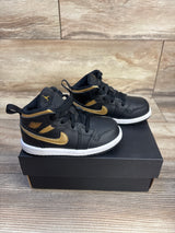Air Jordan 1 Mid TD 'Black Metallic Gold' Sneakers sz 7c