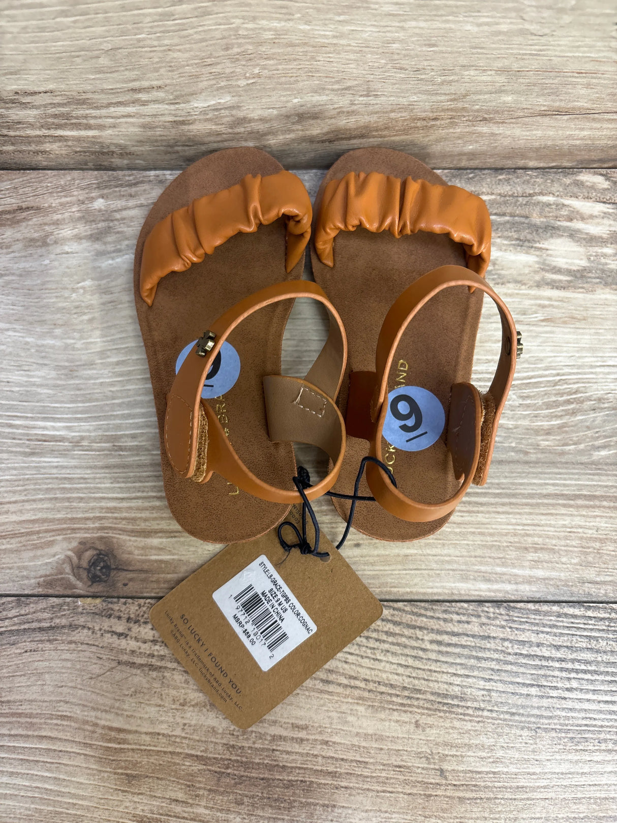 NEW Lucky Brand Grace Sandals Cognac sz 9c - Me n Mommy To Be