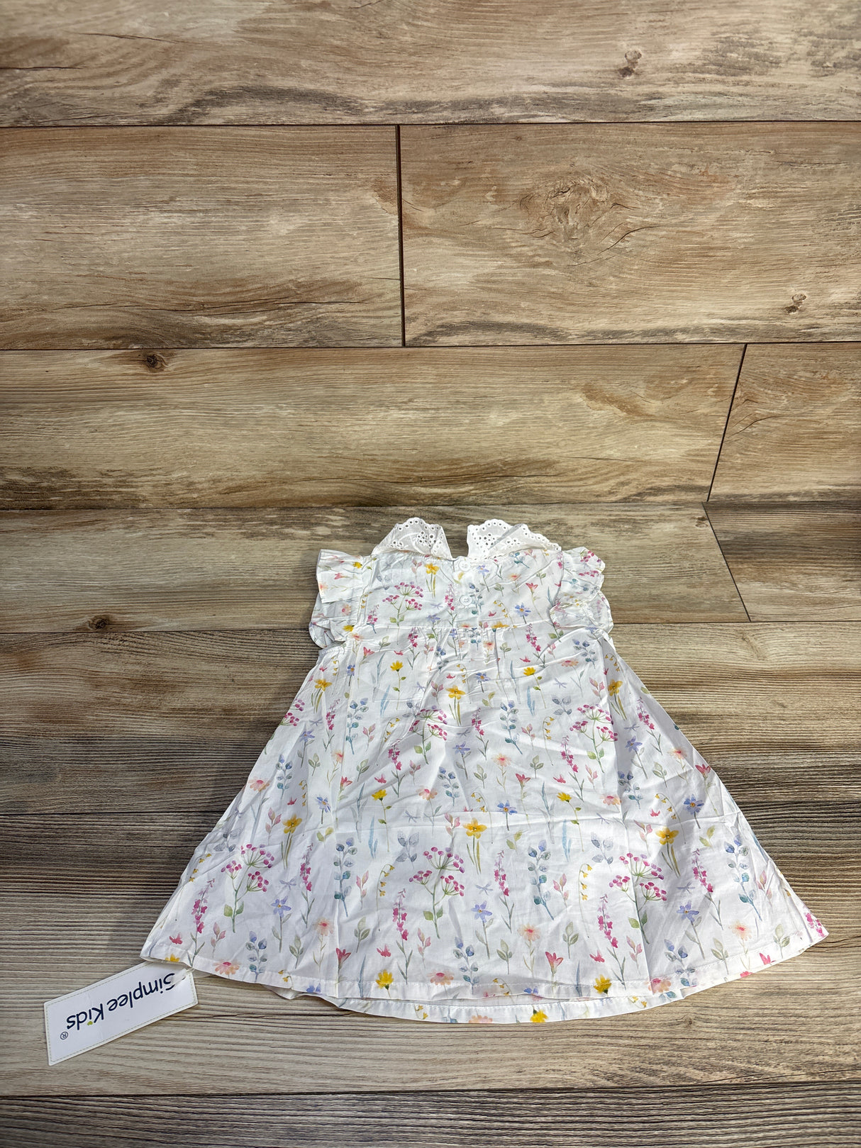 NEW SimpleKids Floral Eyelet Collar Dress White sz 6-9m