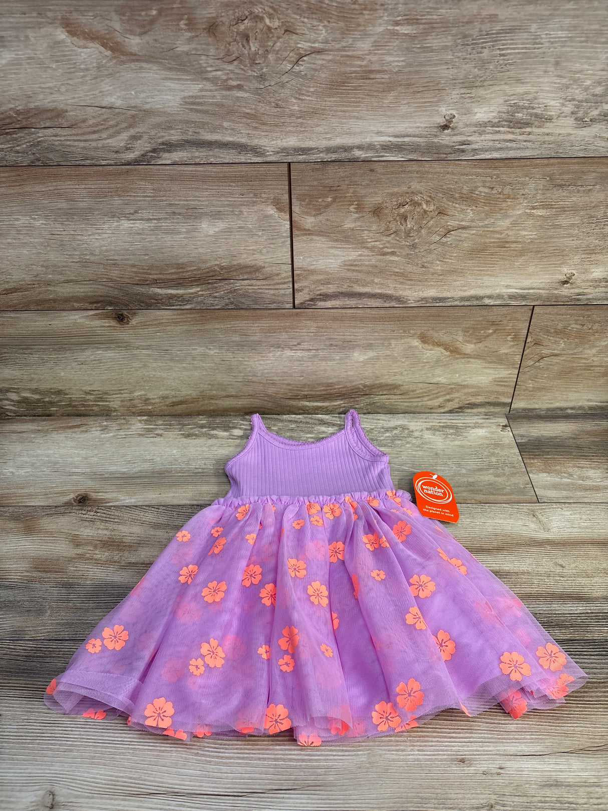NEW Wonder Nation Ribbed Sleeveless Tulle Dress Purple sz 18m