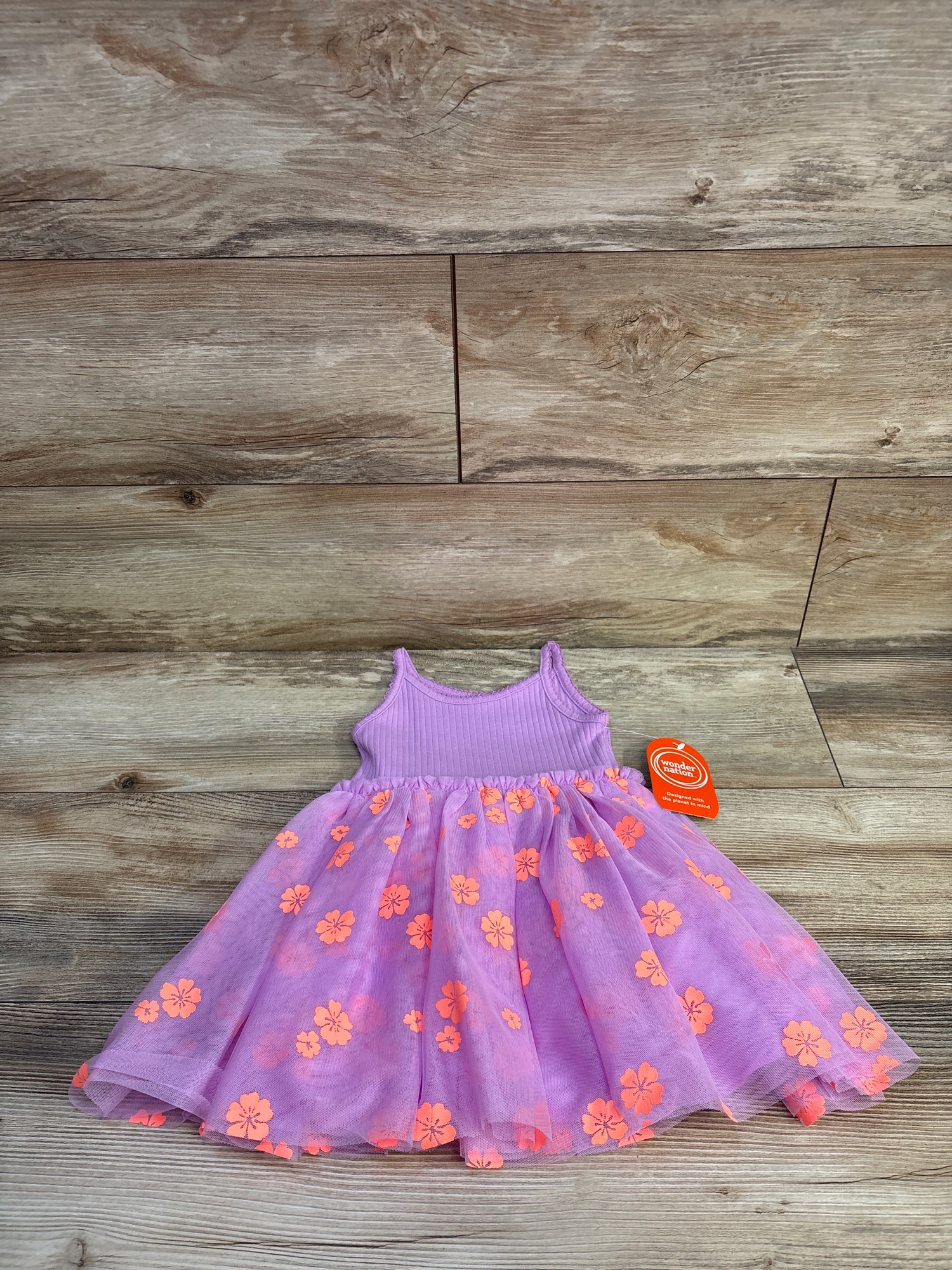 NEW Wonder Nation Ribbed Sleeveless Tulle Dress Purple sz 18m