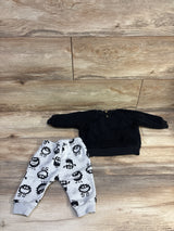 PL Baby 2pc Sherpa 'Little Monster' Sweatshirt & Joggers Set Black sz 3m