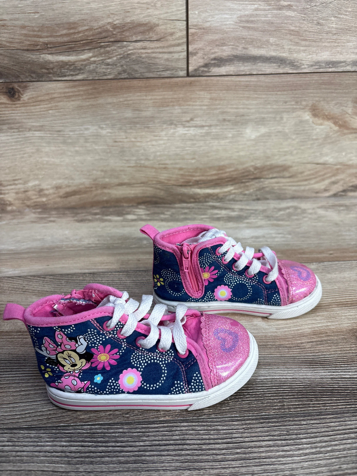 Disney Junior Minnie Mouse High Top Sneakers, Pink sz 7c