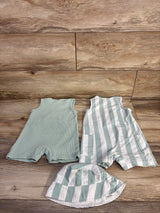 Little Lad 3pc Romper Set Green sz 12/18m