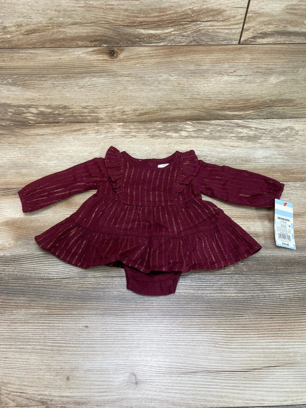 NEW Cat & Jack 2pc Ruffle Dress & Bloomers Burgundy sz Newborn