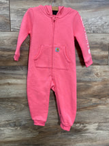 NEW Carhartt Fleece Long Sleeve Zip-Front Coverall Pink sz 12m