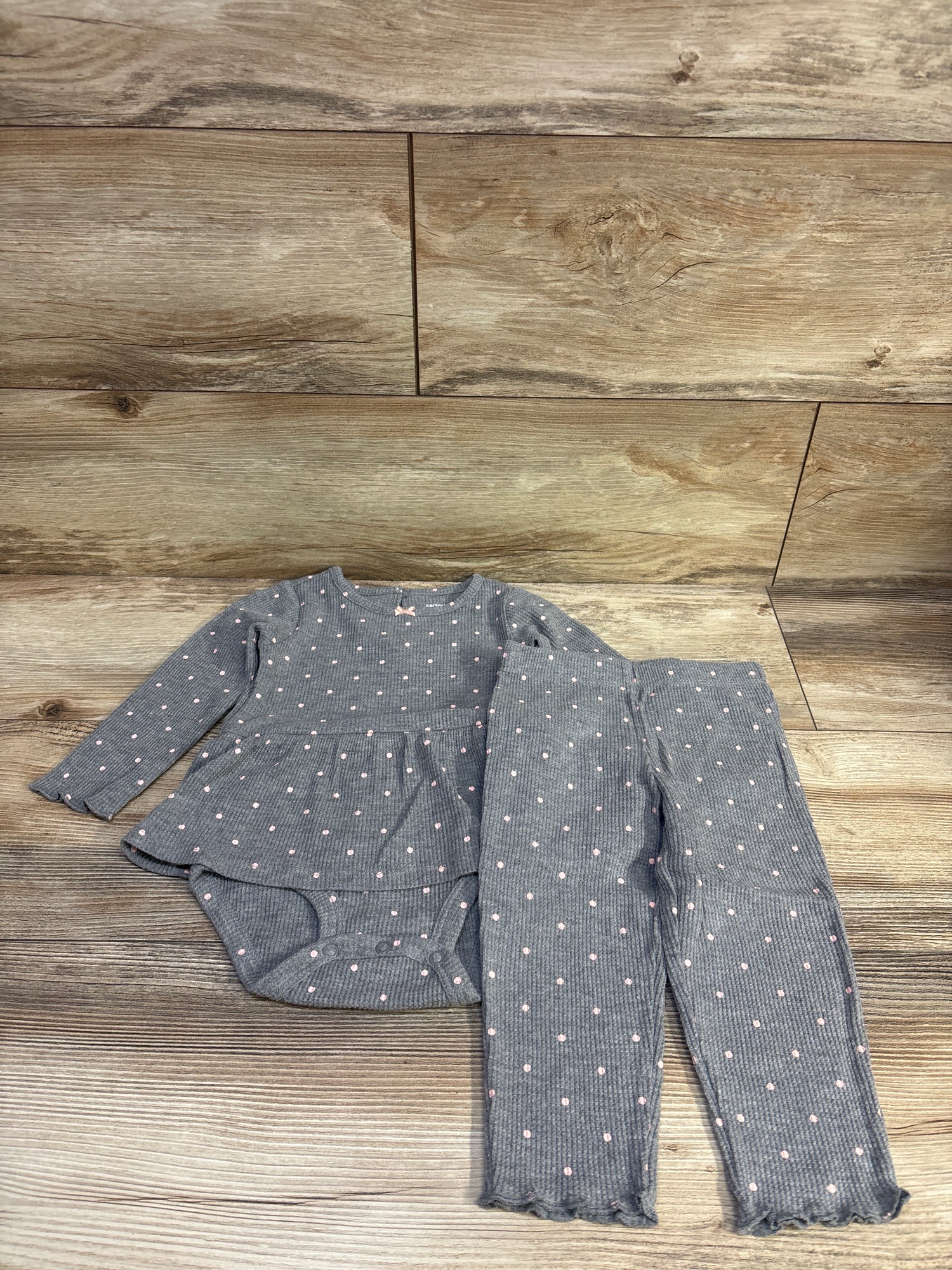 Carter's 2pc Skirted Waffle Knit Bodysuit & Pants Set Grey sz 18