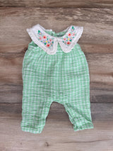 Cat & Jack Gingham Muslin Romper Green sz Newborn