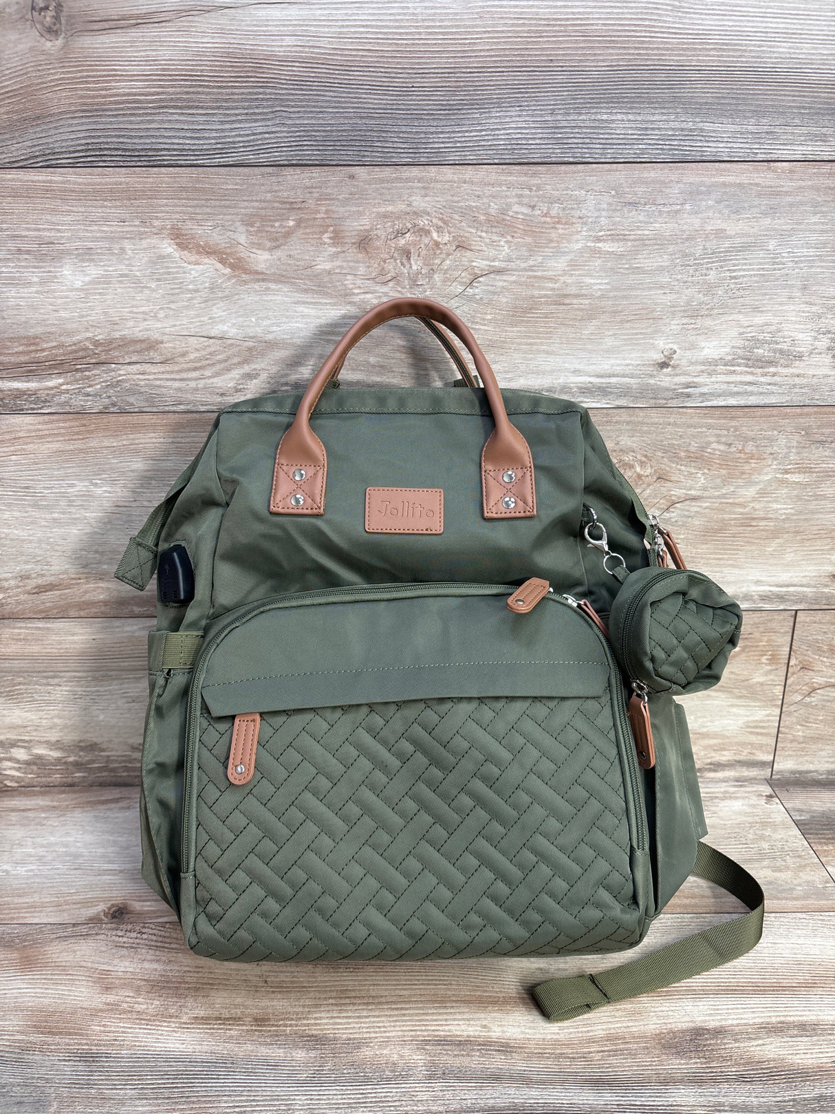 JOLLITO Diaper Bag Backpack with Changing Station Green
