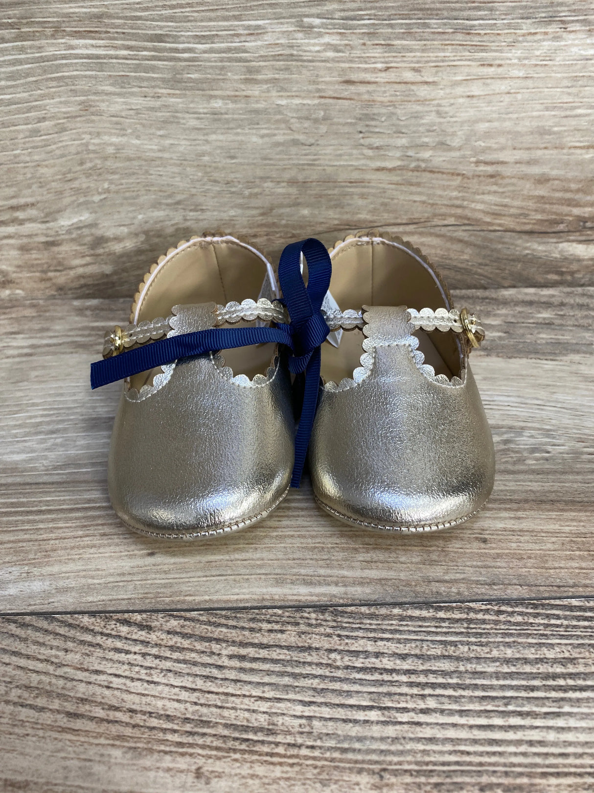 NEW Janie & Jack Metallic Ballet Flats Gold sz 18-24m - Me n Mommy To Be