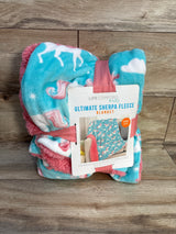 NEW Life Comfort Kids Ultimate Reversible Sherpa Fleece Blanket - Unicorn Print Blue