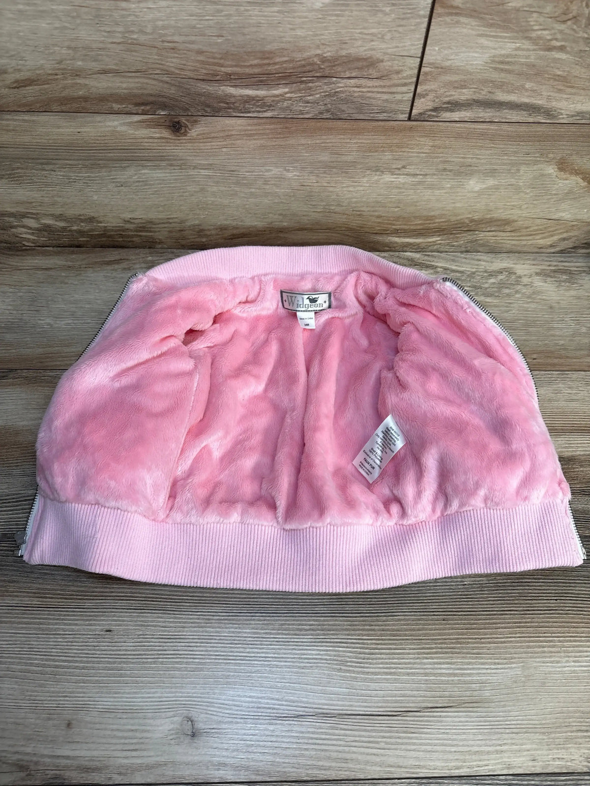 Pink Widgeon baby faux fur jacket, soft cozy outerwear for infants, resale kids clothing