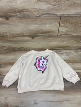 H&M Unicorn Flip Sequin Pullover Sweatshirt Ivory sz 5/6T