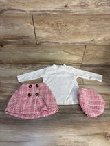 KMBANGI 3pc Tweed Skirt Set White sz 6-9m