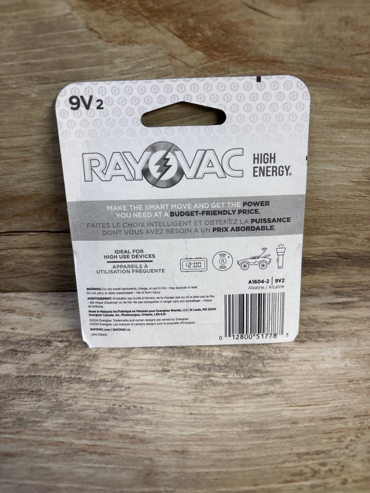 NEW Rayovac High Energy 9V Batteries Alkaline 9 Volt Batteries 2pk