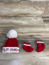 First Steps 'My 1st Christmas' Knit Hat & Booties 2pc Set sz 0-6m