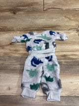 Dinosaur Print 2pc Plush Sweatshirt & Joggers Set Grey sz 0-3m