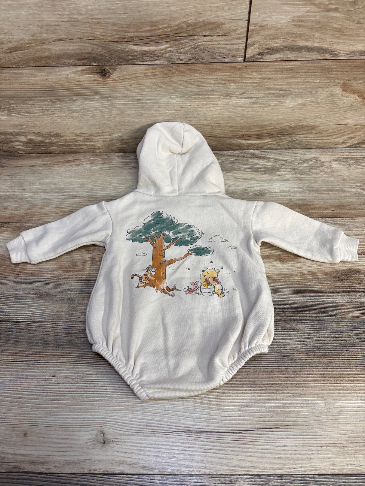 Disney Baby Winnie The Pooh Hooded Romper Tan sz 3-6m
