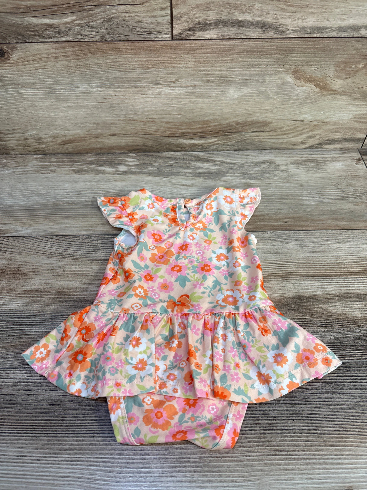 Young Hearts Floral Bodysuit Dress Orange sz 0/3m